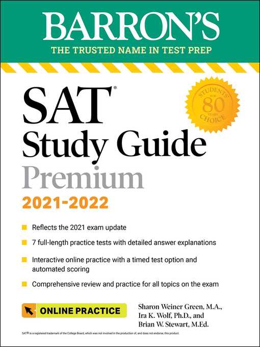 Title details for Barron's SAT Study Guide Premium, 2021-2022 (Reflects the 2021 Exam Update) by Sharon Weiner Green - Wait list